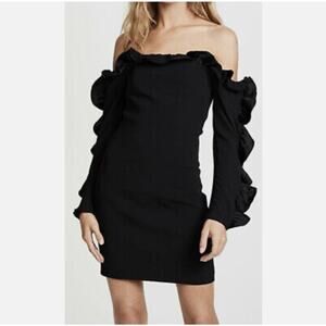 CINQ À SEPT Women’s Rosemarie Ruffle Black Off the Shoulder Ruffle Dress Size 0